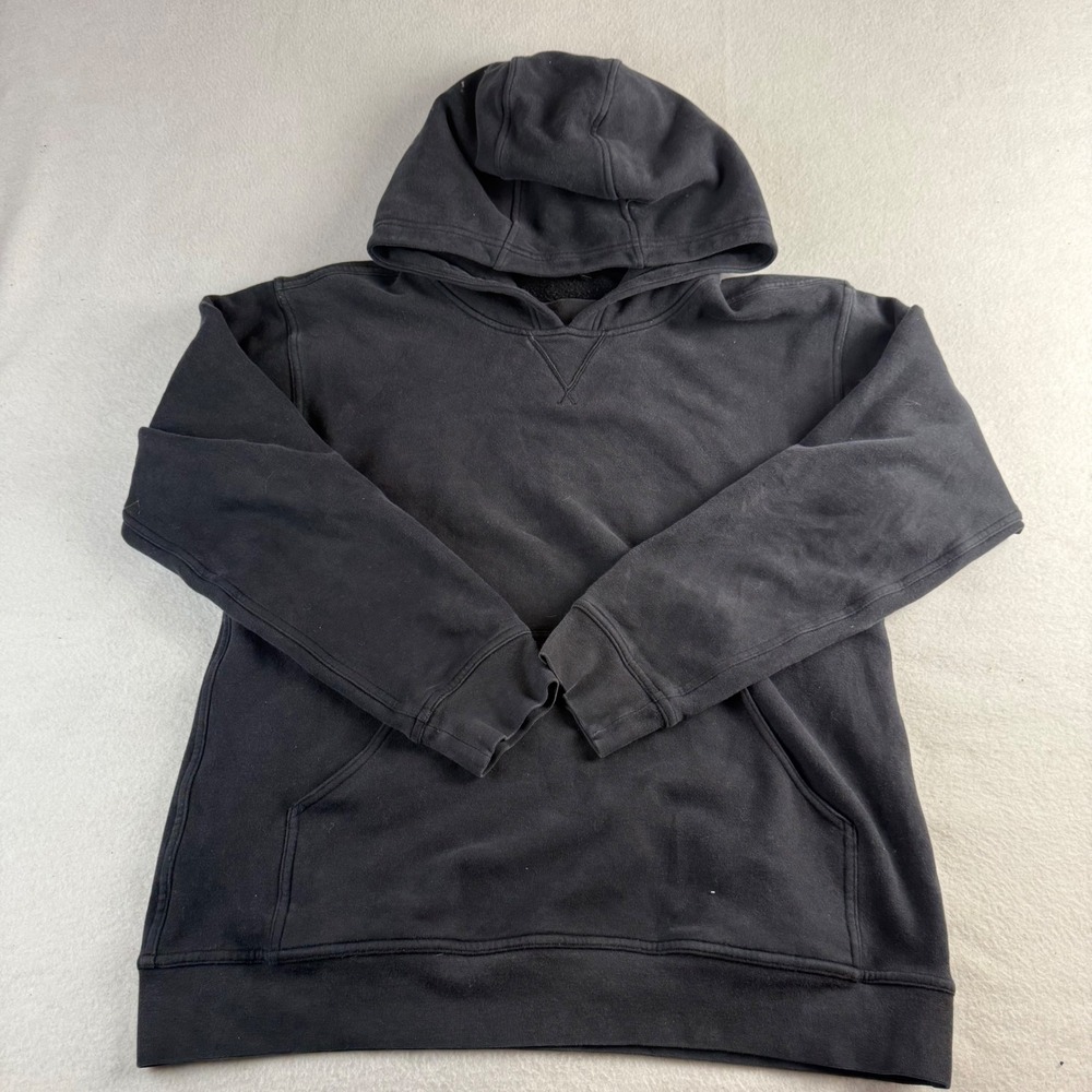 Lululemon Scuba Pullover Hoodie Black Cotton Fleece Kangaroo Pocket Womens 20x25